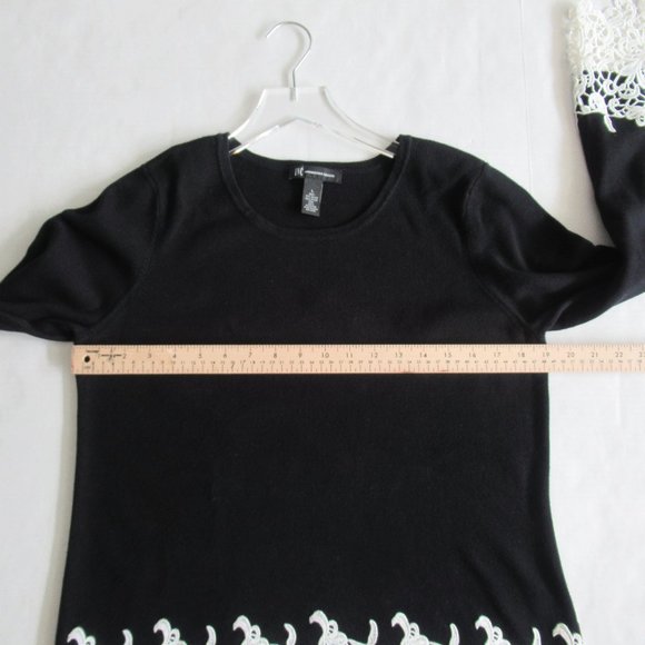 INC Women's Sz L Round Neck Guipure Lace Detail Sweater Long SLV, Stretch Black - Picture 6 of 11